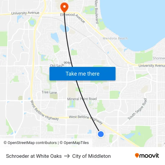 Schroeder at White Oaks to City of Middleton map