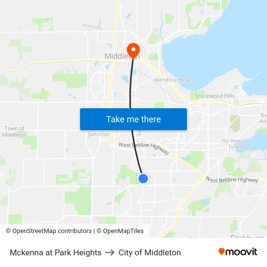 Mckenna at Park Heights to City of Middleton map