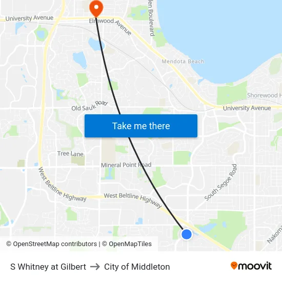 S Whitney at Gilbert to City of Middleton map