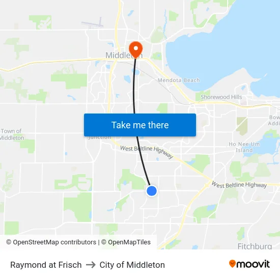 Raymond at Frisch to City of Middleton map