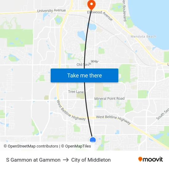 S Gammon at Gammon to City of Middleton map
