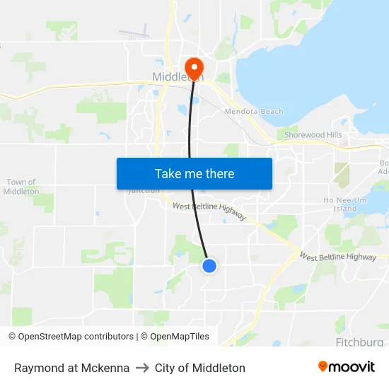 Raymond at Mckenna to City of Middleton map