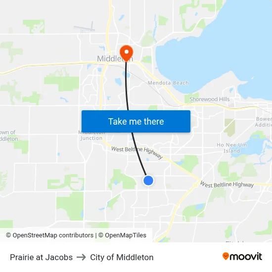 Prairie at Jacobs to City of Middleton map