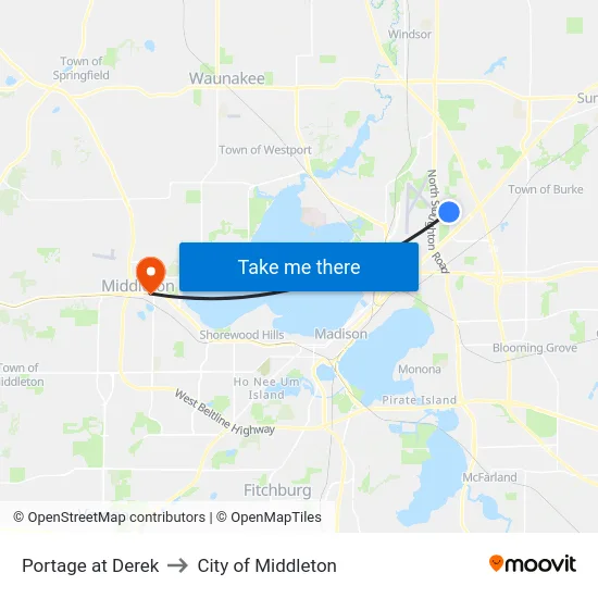Portage at Derek to City of Middleton map