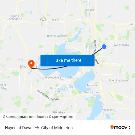 Hayes at Dawn to City of Middleton map