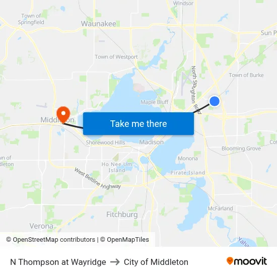 N Thompson at Wayridge to City of Middleton map
