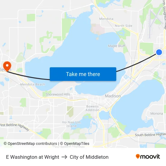 E Washington at Wright to City of Middleton map