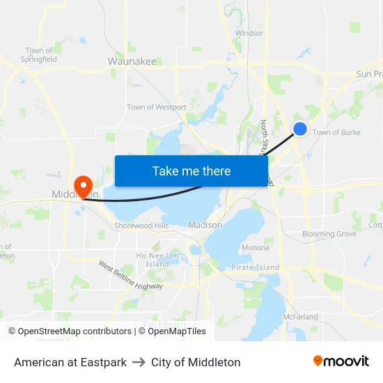 American at Eastpark to City of Middleton map