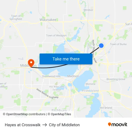 Hayes at Crosswalk to City of Middleton map