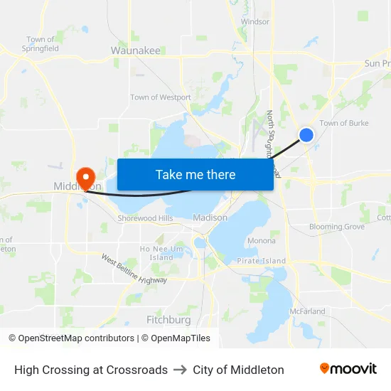 High Crossing at Crossroads to City of Middleton map