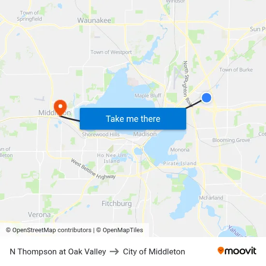 N Thompson at Oak Valley to City of Middleton map
