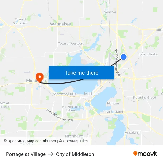 Portage at Village to City of Middleton map