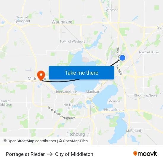 Portage at Rieder to City of Middleton map