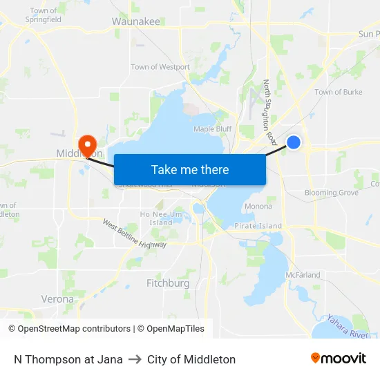 N Thompson at Jana to City of Middleton map