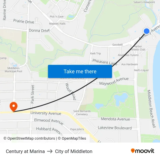 Century at Marina to City of Middleton map