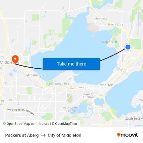 Packers at Aberg to City of Middleton map