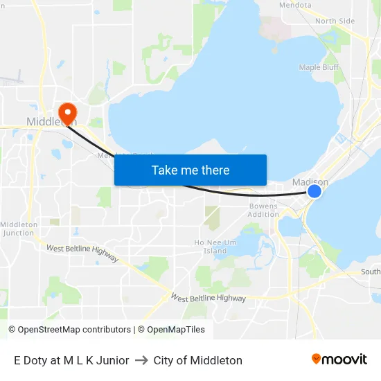 E Doty at M L K Junior to City of Middleton map