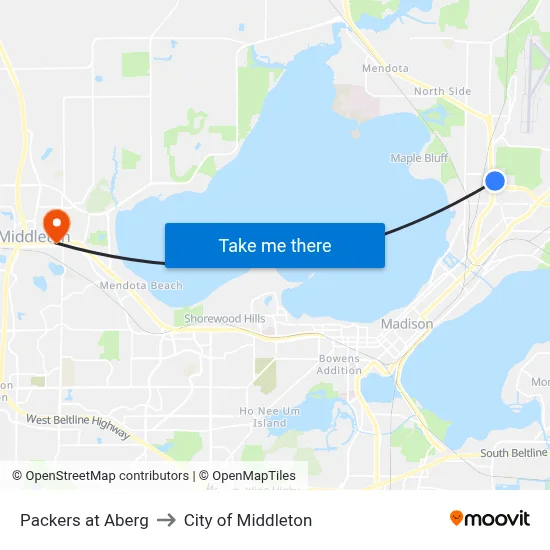 Packers at Aberg to City of Middleton map