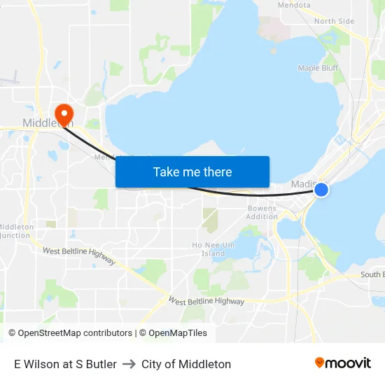 E Wilson at S Butler to City of Middleton map