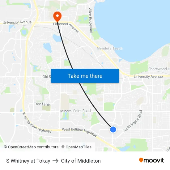 S Whitney at Tokay to City of Middleton map
