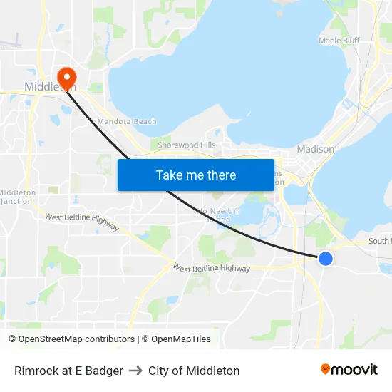 Rimrock at E Badger to City of Middleton map