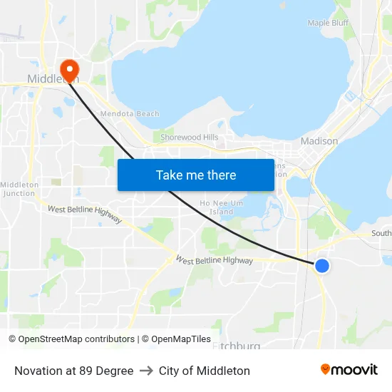 Novation at 89 Degree to City of Middleton map