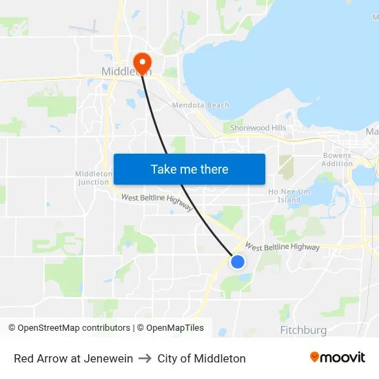 Red Arrow at Jenewein to City of Middleton map