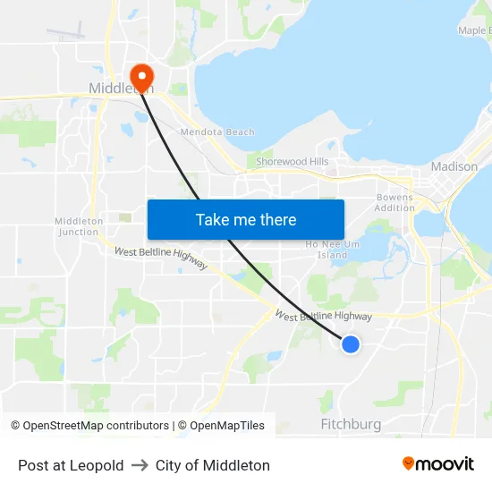 Post at Leopold to City of Middleton map