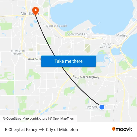 E Cheryl at Fahey to City of Middleton map