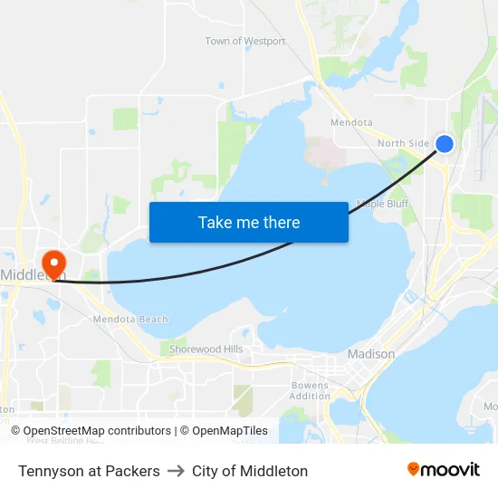 Tennyson at Packers to City of Middleton map