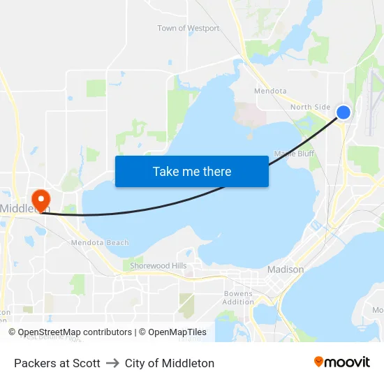 Packers at Scott to City of Middleton map