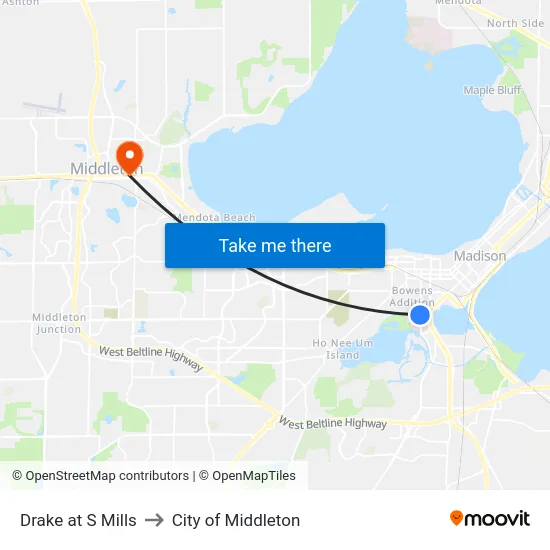 Drake at S Mills to City of Middleton map