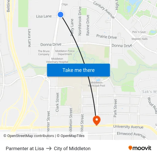 Parmenter at Lisa to City of Middleton map