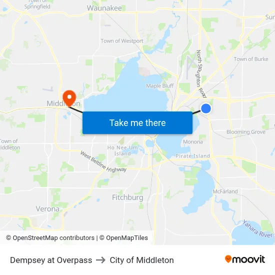 Dempsey at Overpass to City of Middleton map
