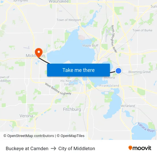 Buckeye at Camden to City of Middleton map