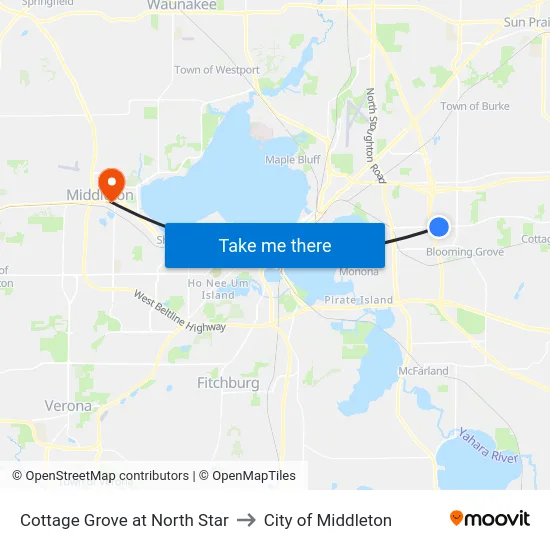 Cottage Grove at North Star to City of Middleton map