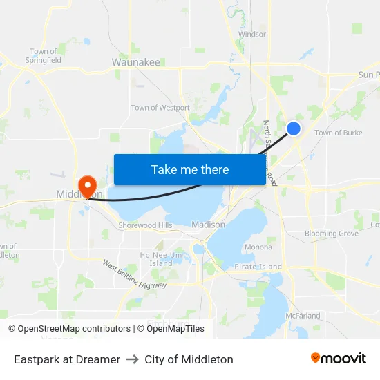 Eastpark at Dreamer to City of Middleton map