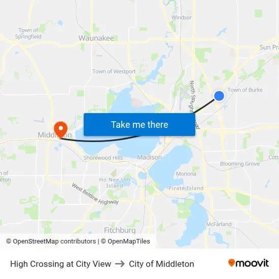 High Crossing at City View to City of Middleton map