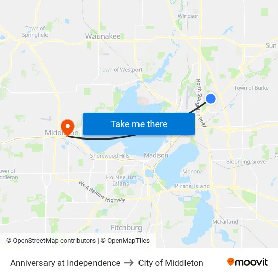 Anniversary at Independence to City of Middleton map