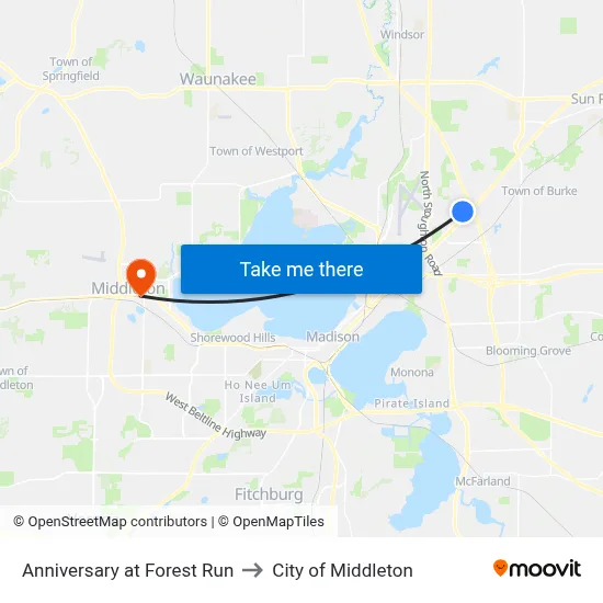 Anniversary at Forest Run to City of Middleton map