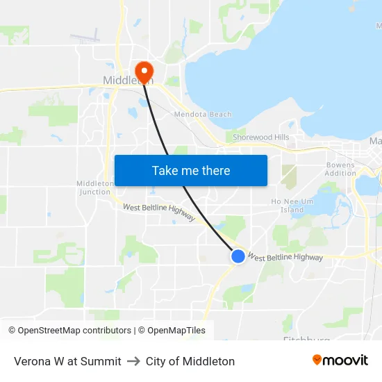 Verona W at Summit to City of Middleton map