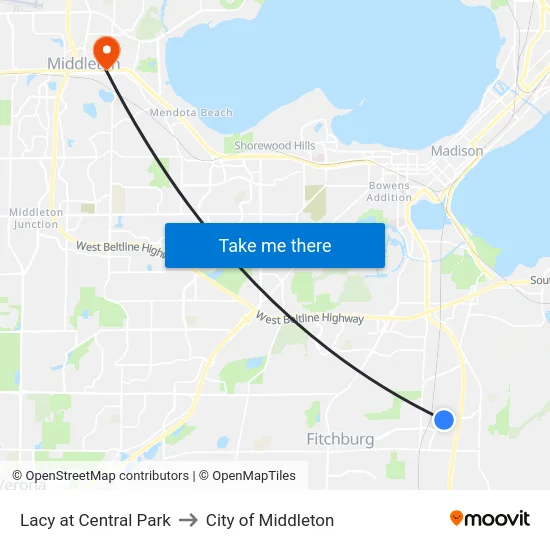 Lacy at Central Park to City of Middleton map