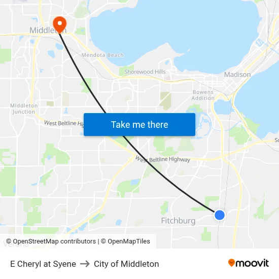 E Cheryl at Syene to City of Middleton map