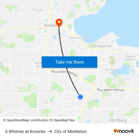 S Whitney at Kroncke to City of Middleton map