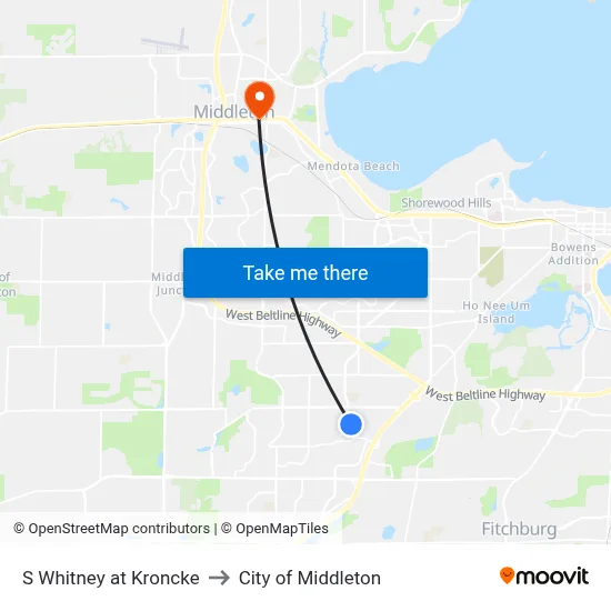 S Whitney at Kroncke to City of Middleton map