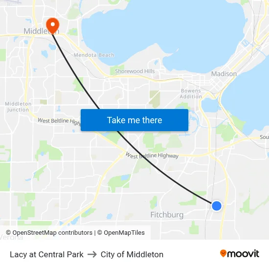 Lacy at Central Park to City of Middleton map