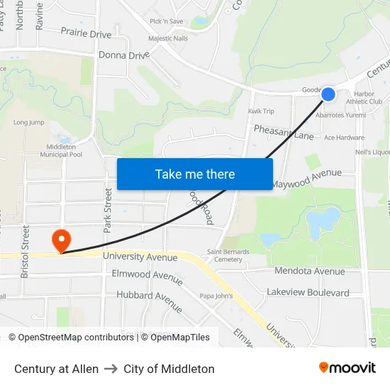 Century at Allen to City of Middleton map