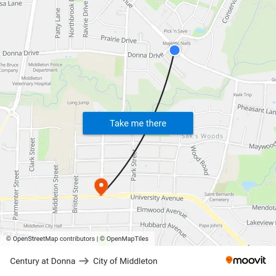 Century at Donna to City of Middleton map