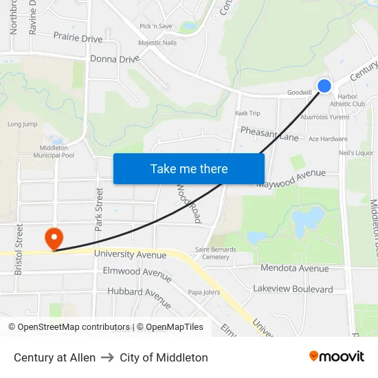 Century at Allen to City of Middleton map