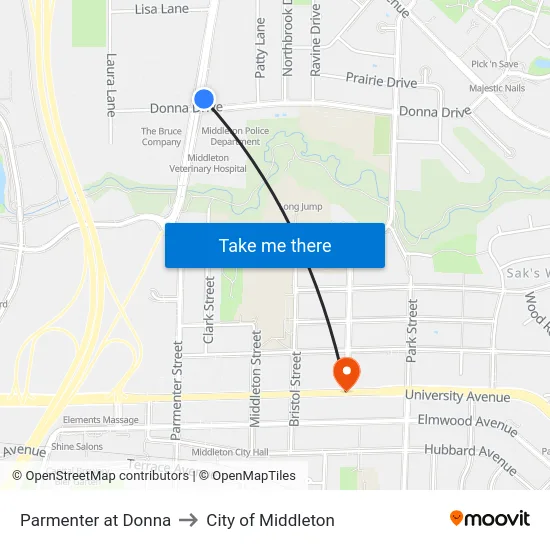 Parmenter at Donna to City of Middleton map